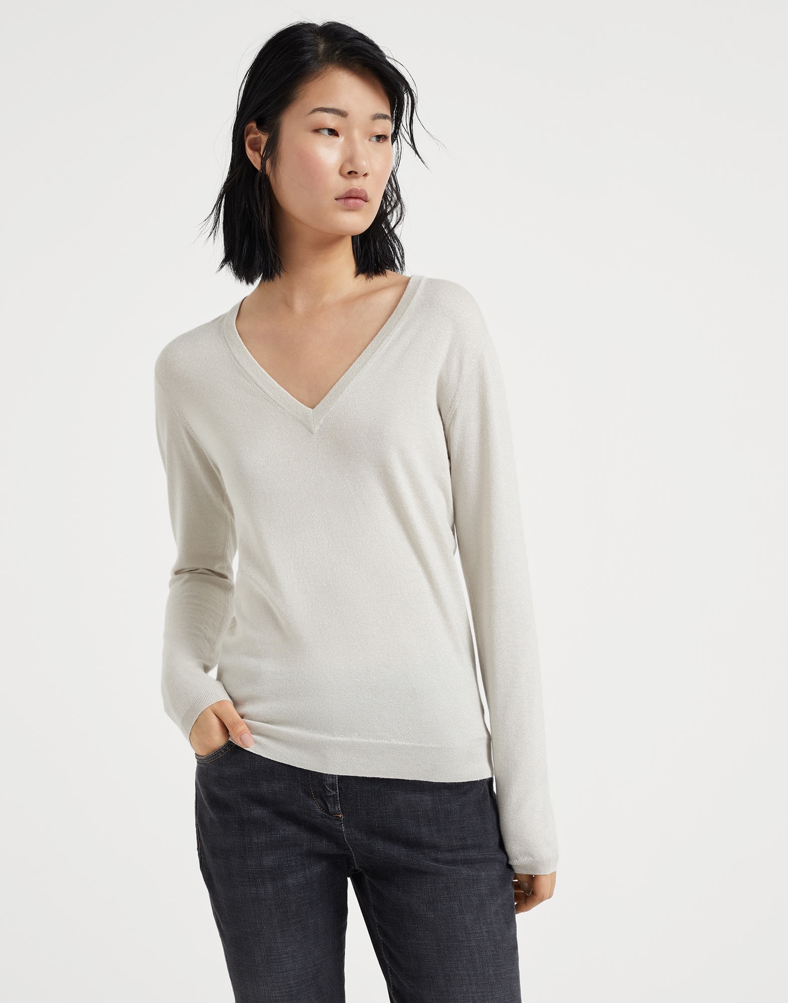 Cashmere and silk sparkling lightweight sweater - 1