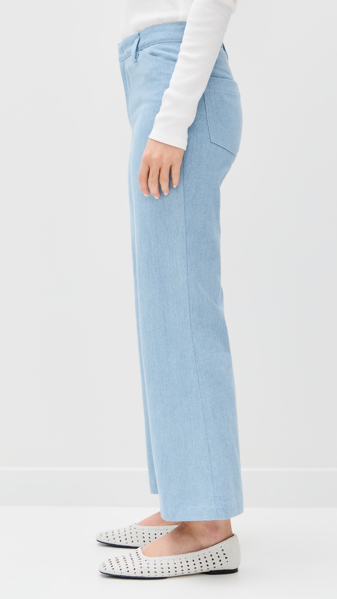 Mid Rise Cropped Flare Twill Pants - 4