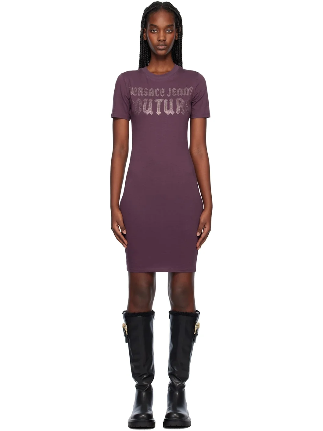 Purple Gothic Logo T-Shirt Minidress - 1
