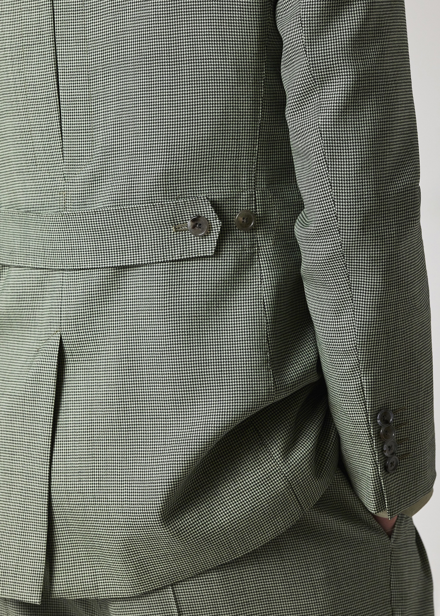Green Overdyed Micro-Houndstooth Wool Suit - 6