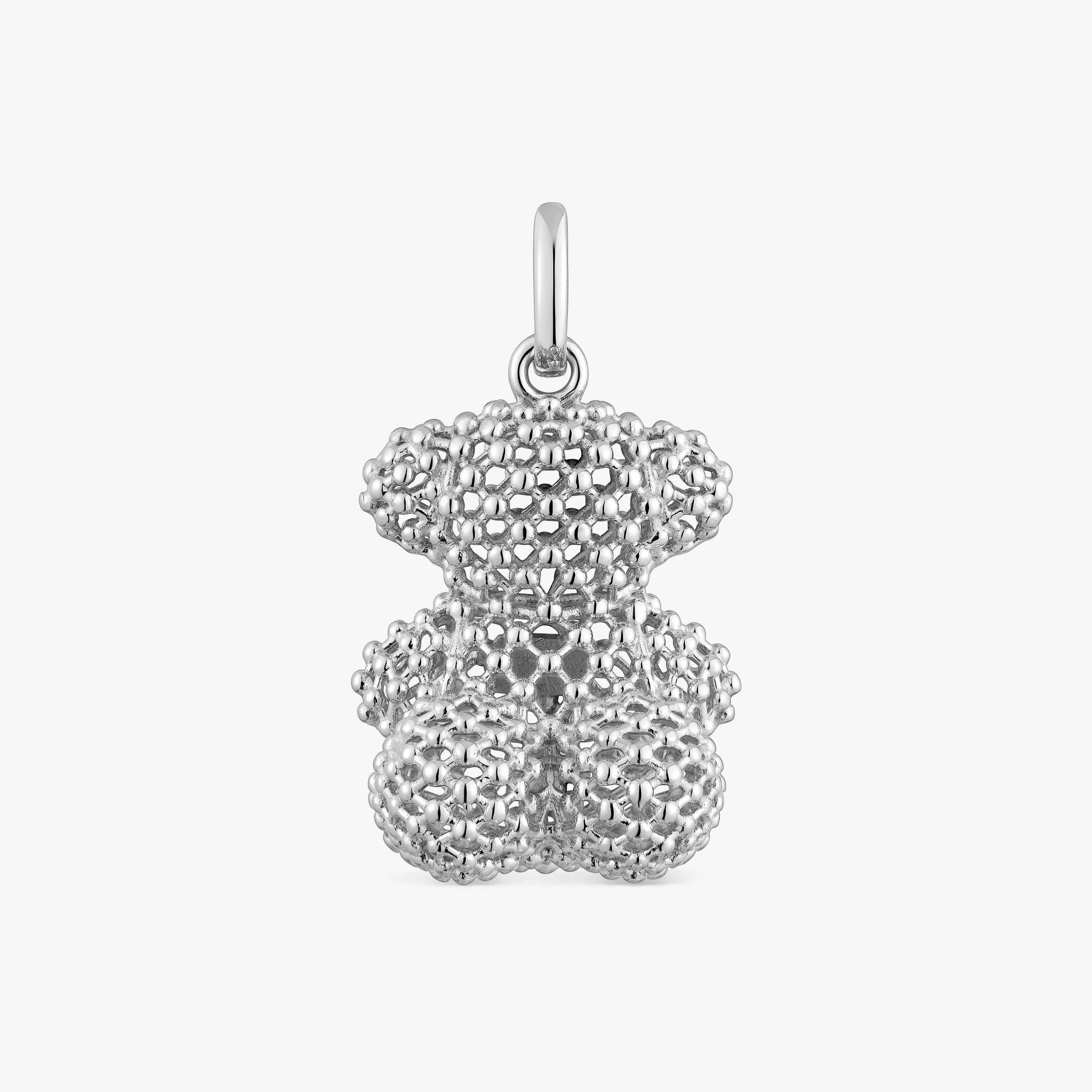 Bold Bear 22 mm medium texturized silver bear Pendant - 1