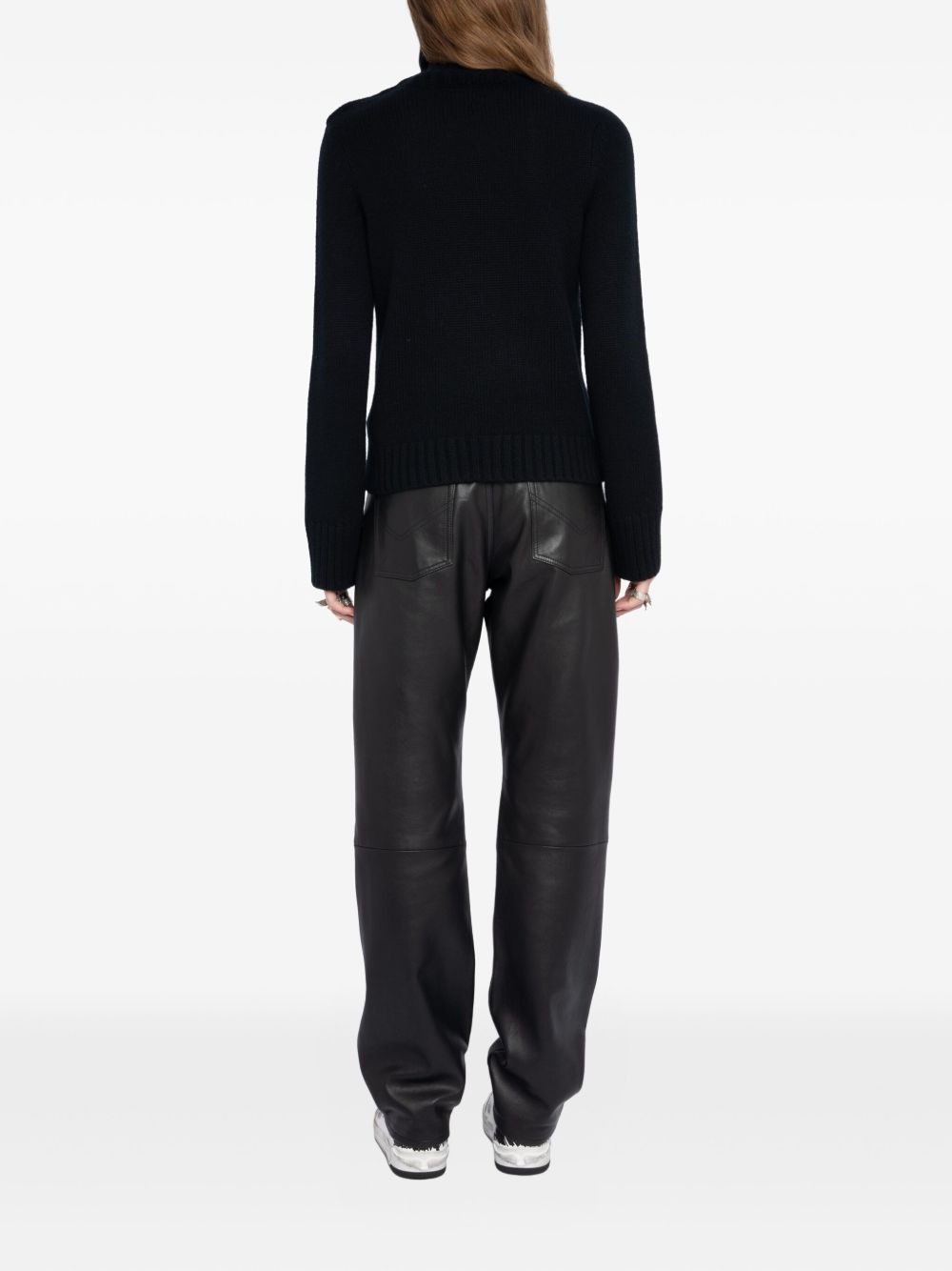 high-neck embellished-button sweater - 3