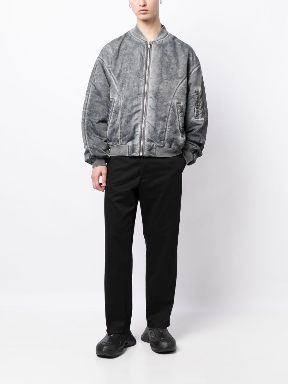 text-print brushed-finish bomber jacket - 2