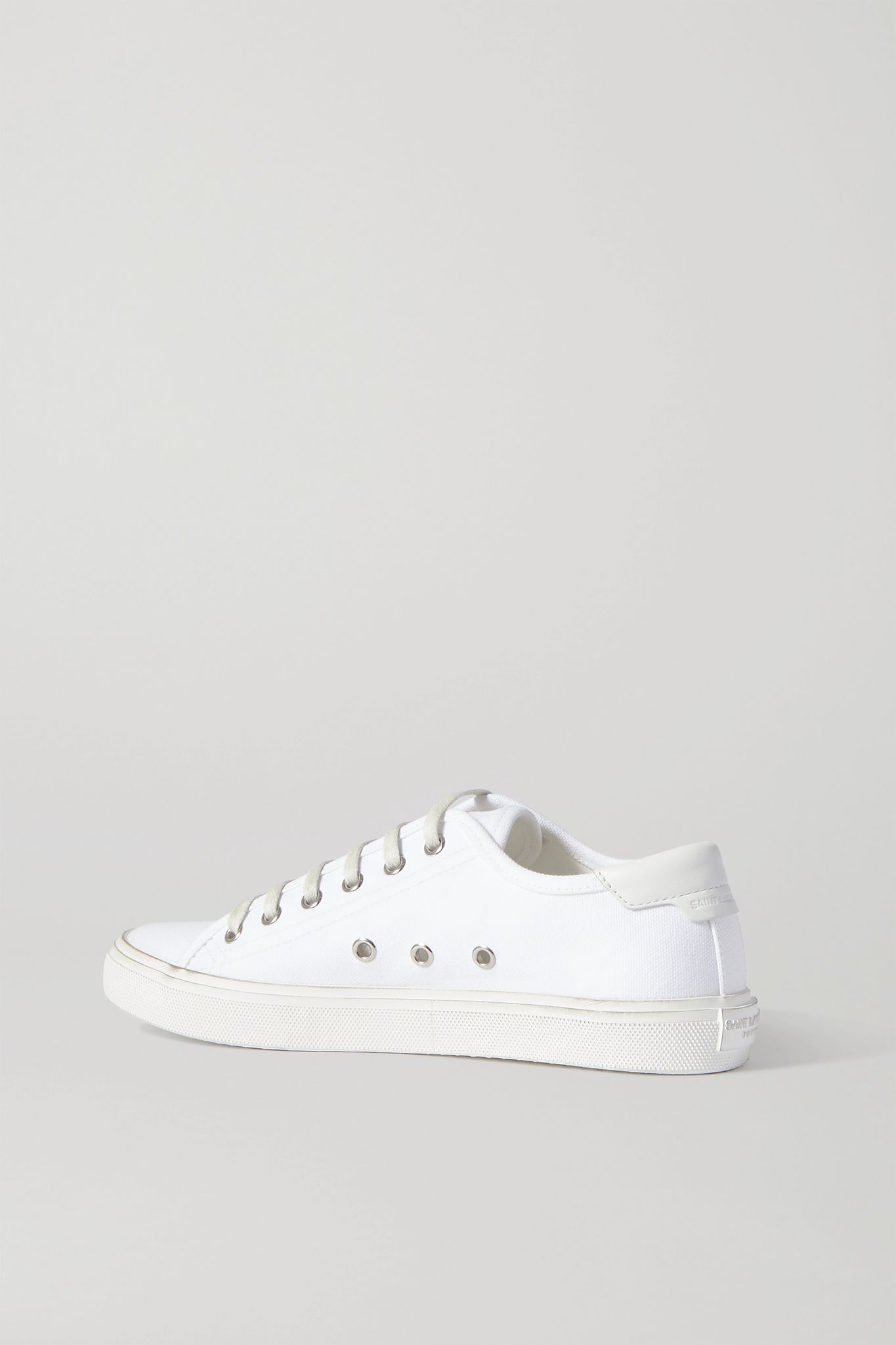 Malibu leather-trimmed distressed cotton-canvas sneakers - 3