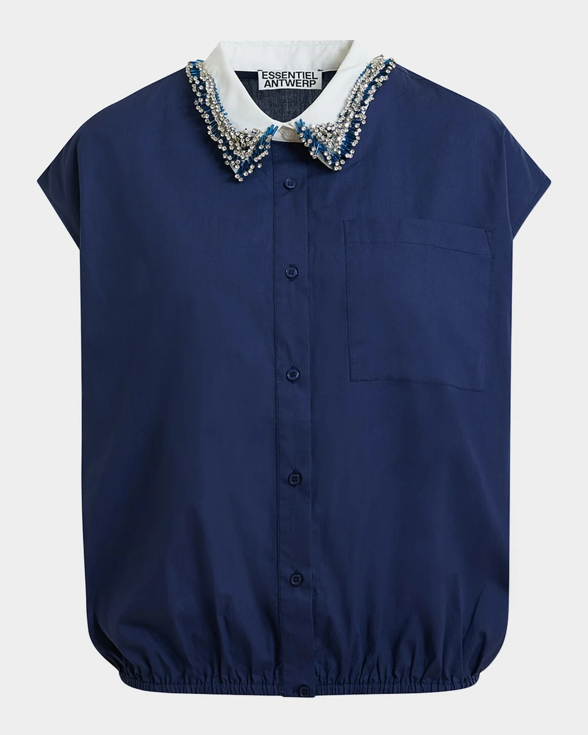 Button-Front Beaded-Collar Shirt - 1