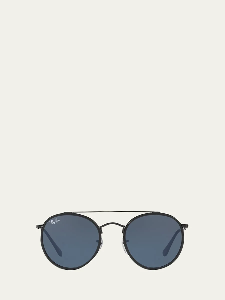 Monochromatic Round Metal Sunglasses - 1