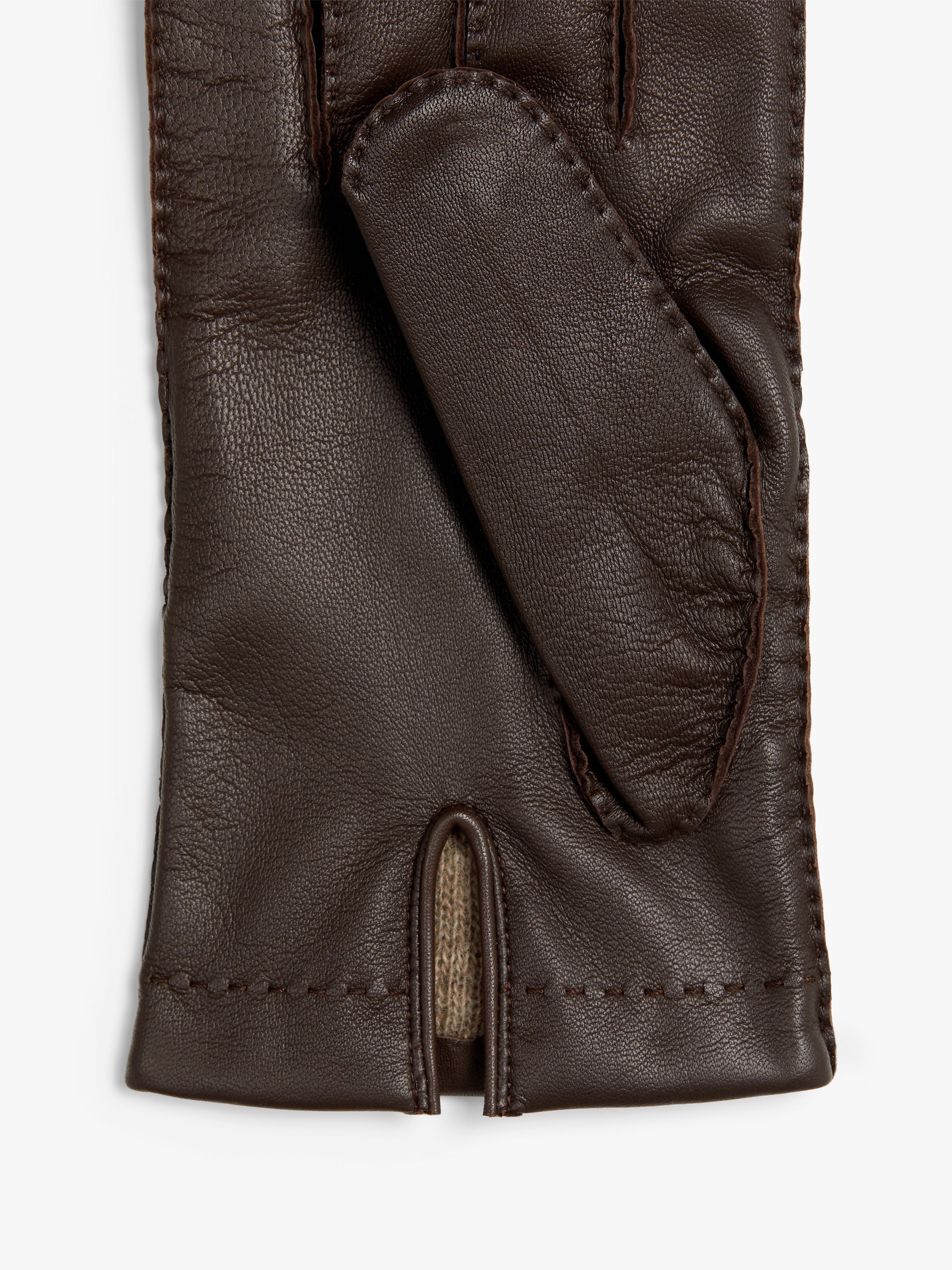 BROWN HAIRSHEEP LEATHER CASHMERE LINED GLOVES - 2