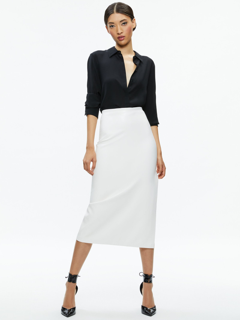 Alice + Olivia MAEVE VEGAN LEATHER MIDI SKIRT outlook