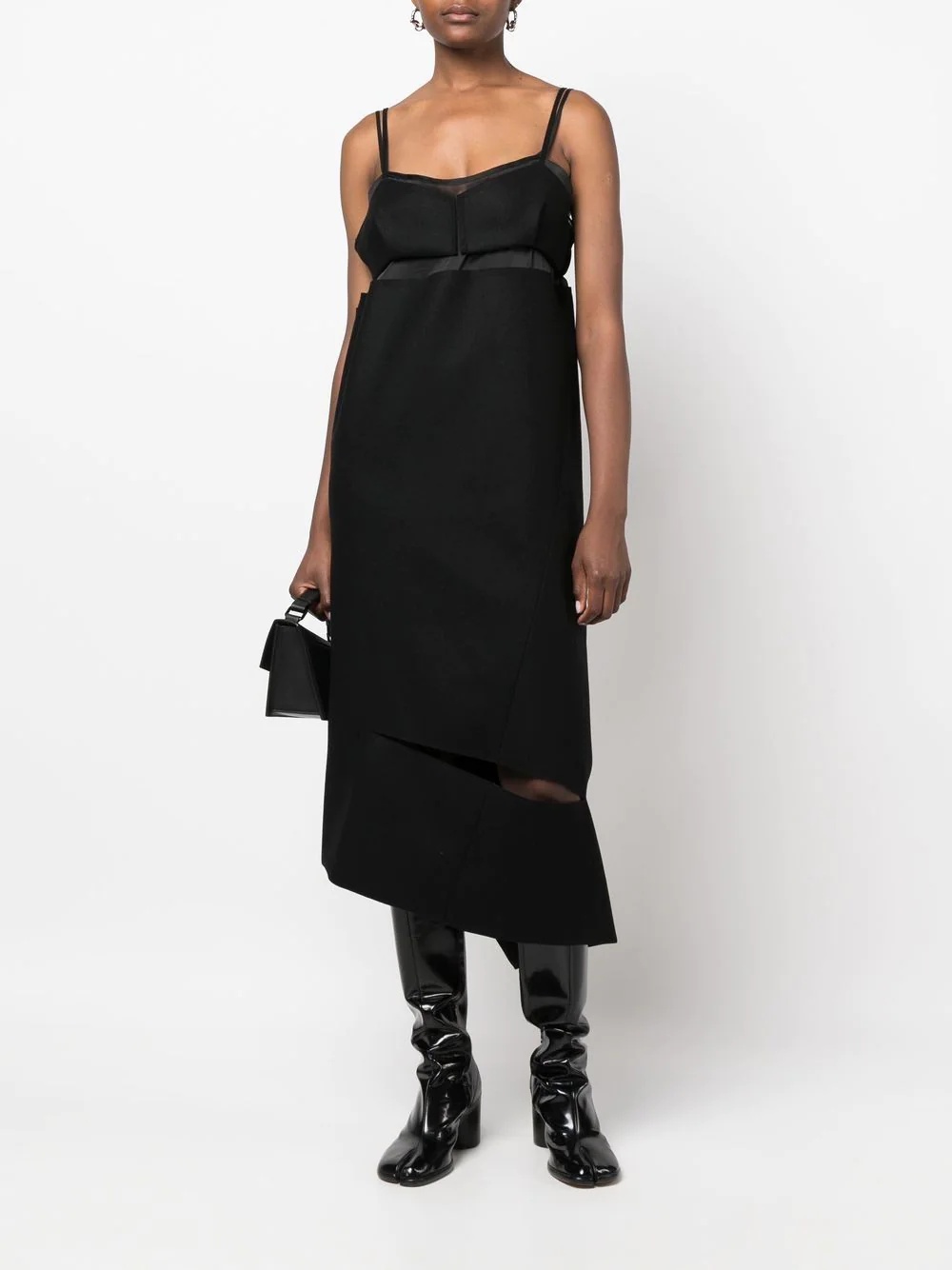 asymmetric cut-out midi dress - 2