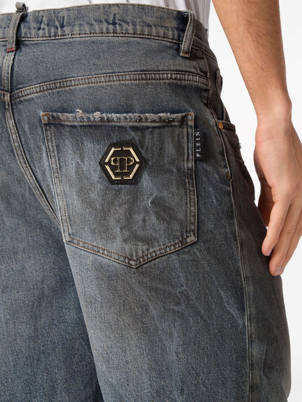 distressed-effect denim shorts - 5