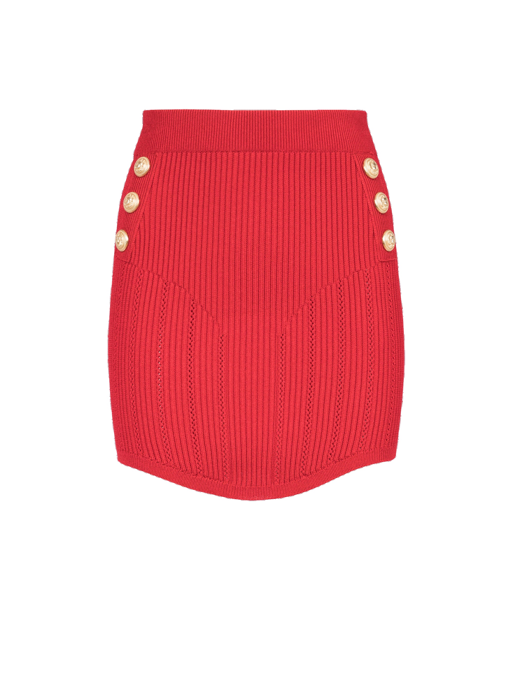 Short eco-designed knit skirt with double-buttoned fastening - 1