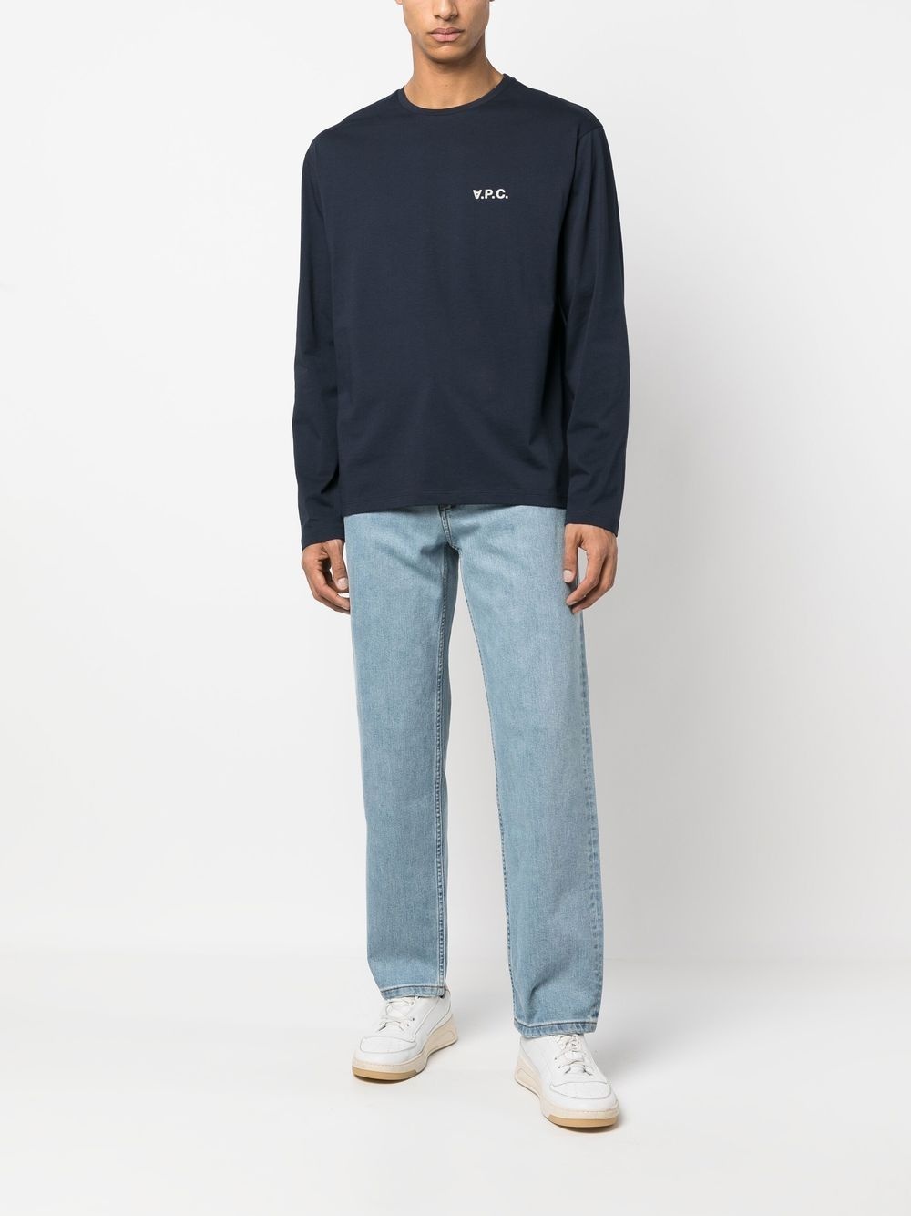 stonewashed straight-legged jeans - 2