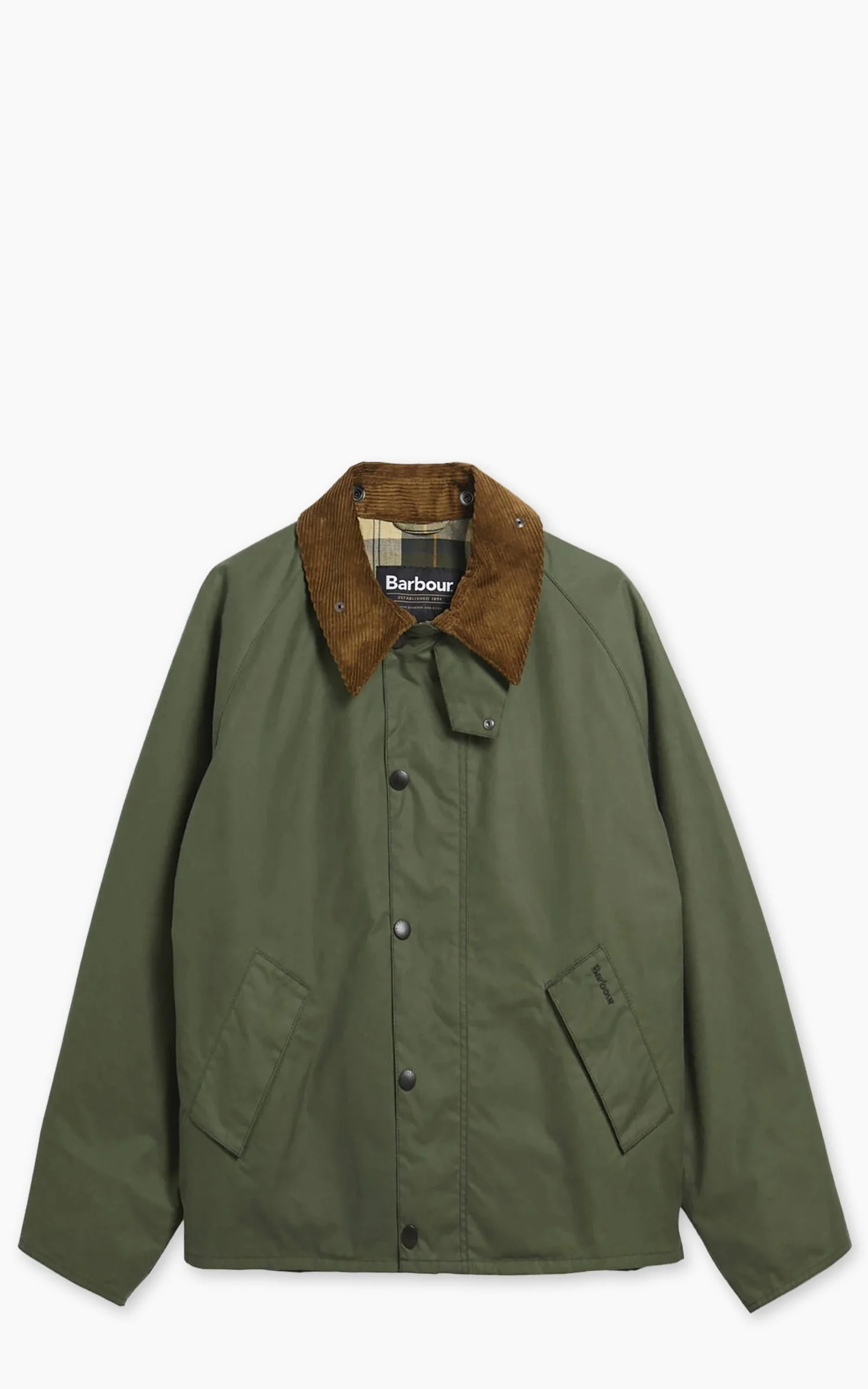 BARBOUR OVERSIZED TRANSPORT WAXED JACKET LIGHT MOSS - 1