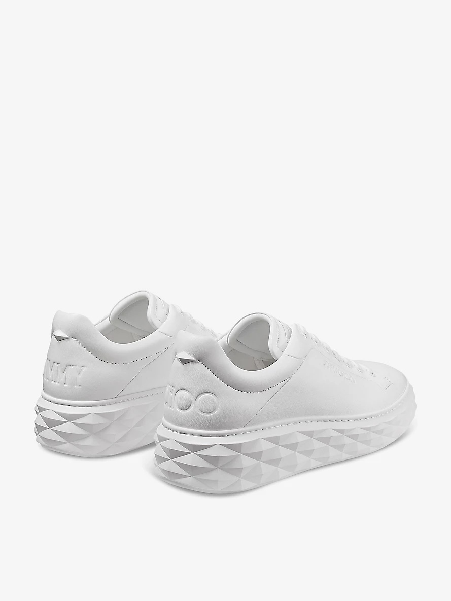 Diamond Maxi logo-embossed leather low-top trainers - 4