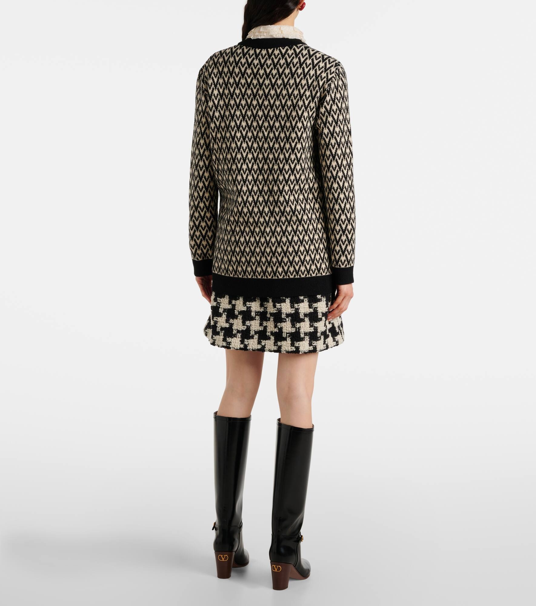 Toute La V virgin wool jacquard cardigan - 3