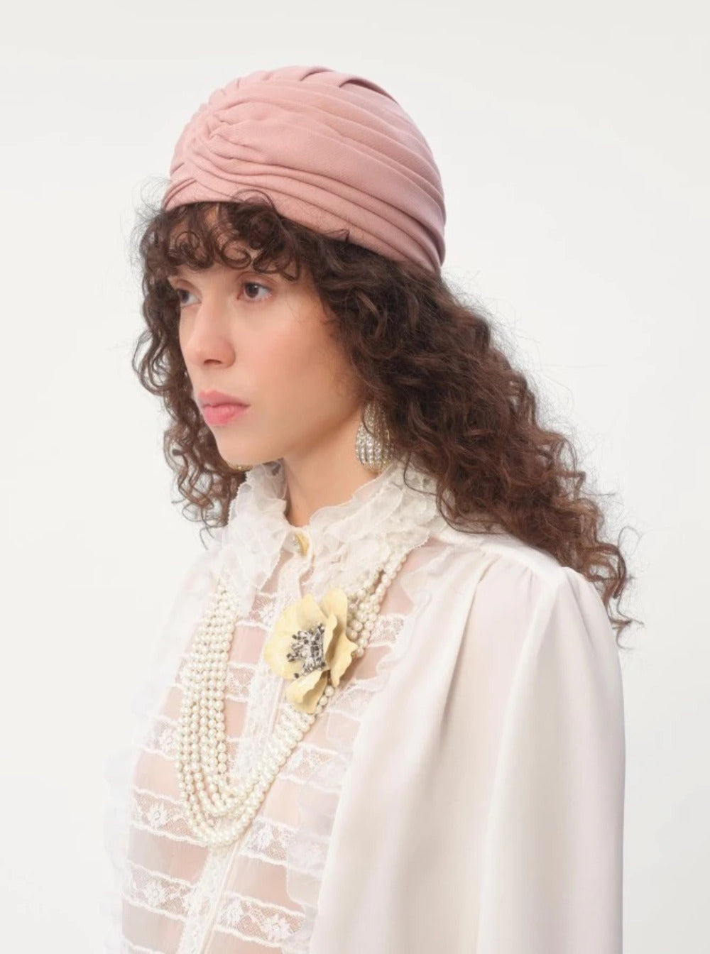 Valentino Garavani Women Pink Headdress Hat With Asymmetrical Design In Pink Virgin Wool Woman - 4