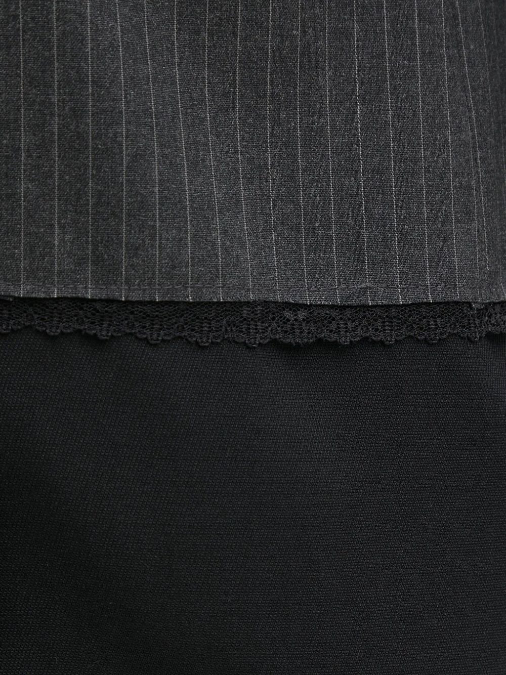 pinstriped lace-insert blazer - 4