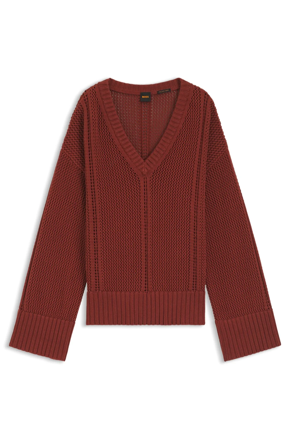 MESH-STRUCTURE SWEATER IN COTTON - 1