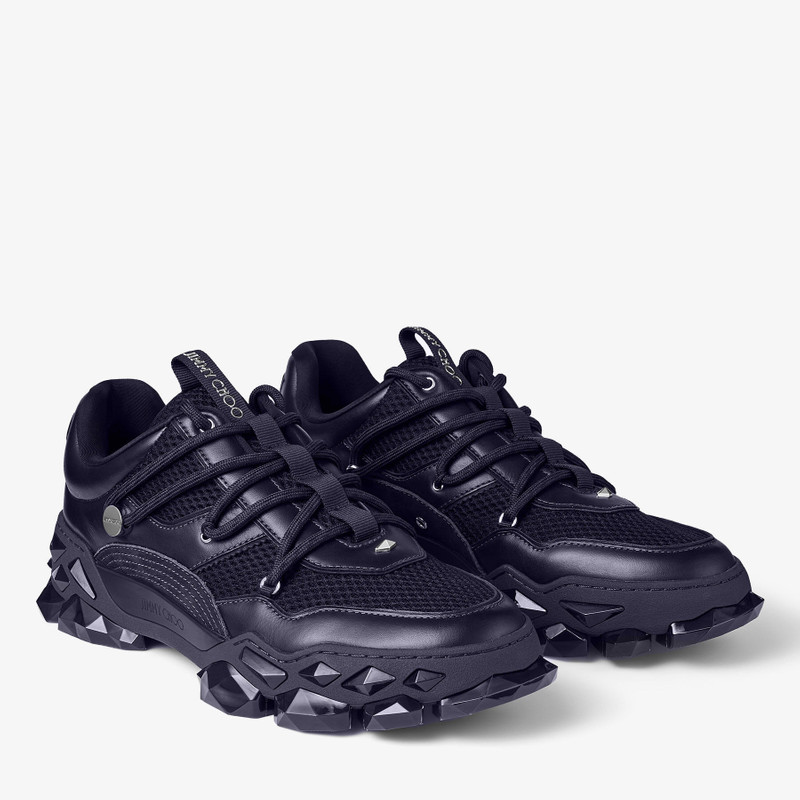Diamond X M Midnight Leather and Mesh Mix Trainers 2
