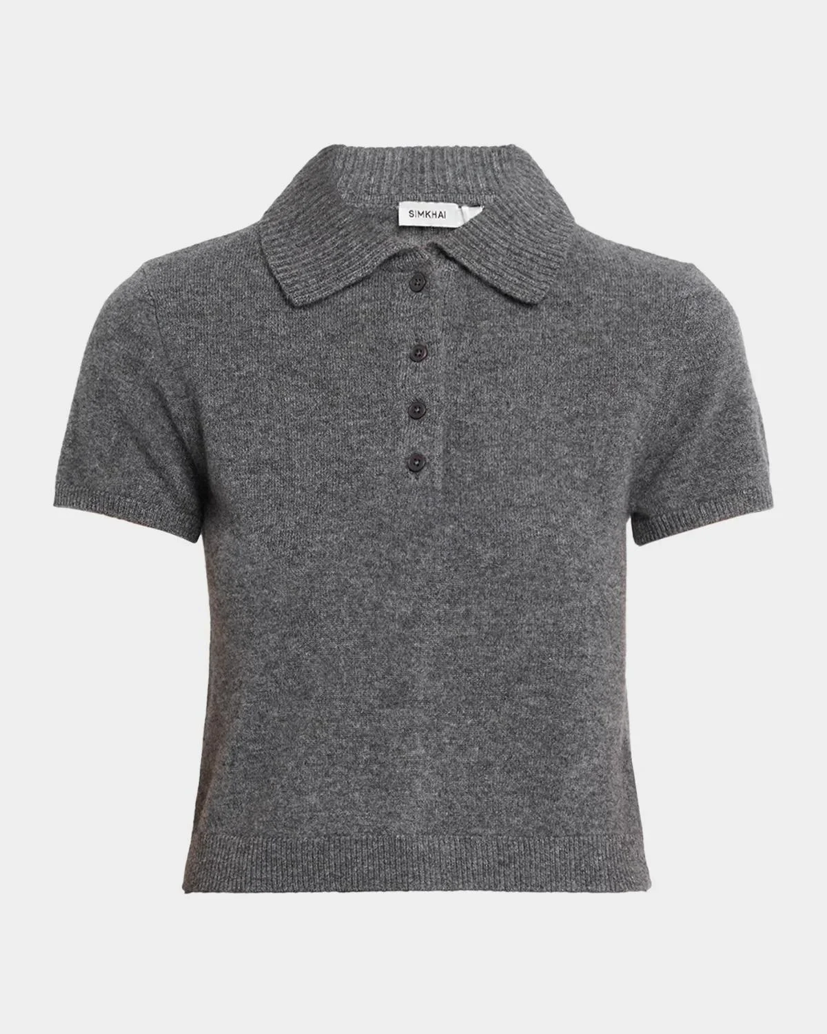 Twila Short-Sleeve Cashmere Polo Sweater - 1
