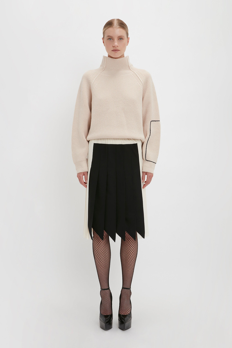 Victoria Beckham Oversized Polo Neck Jumper In Cream outlook