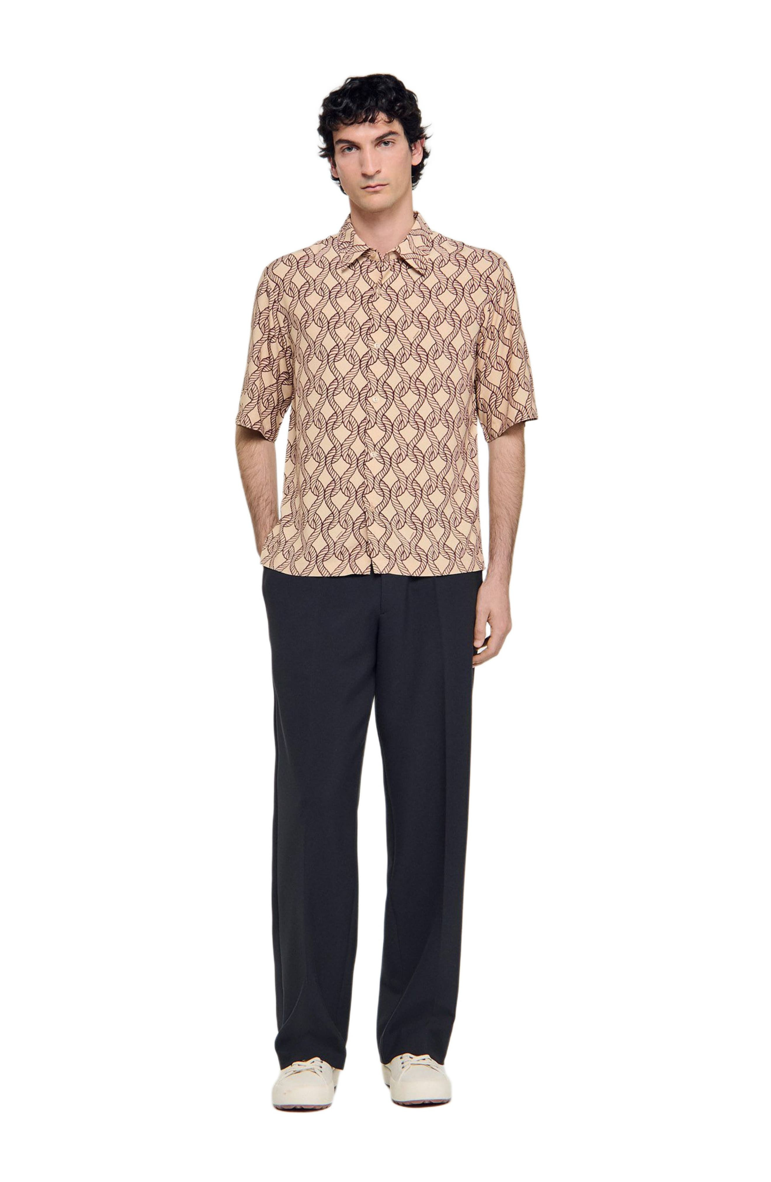 SANDRO Loose-fit rope print shirt in Butter Cream at Nordstrom - 6