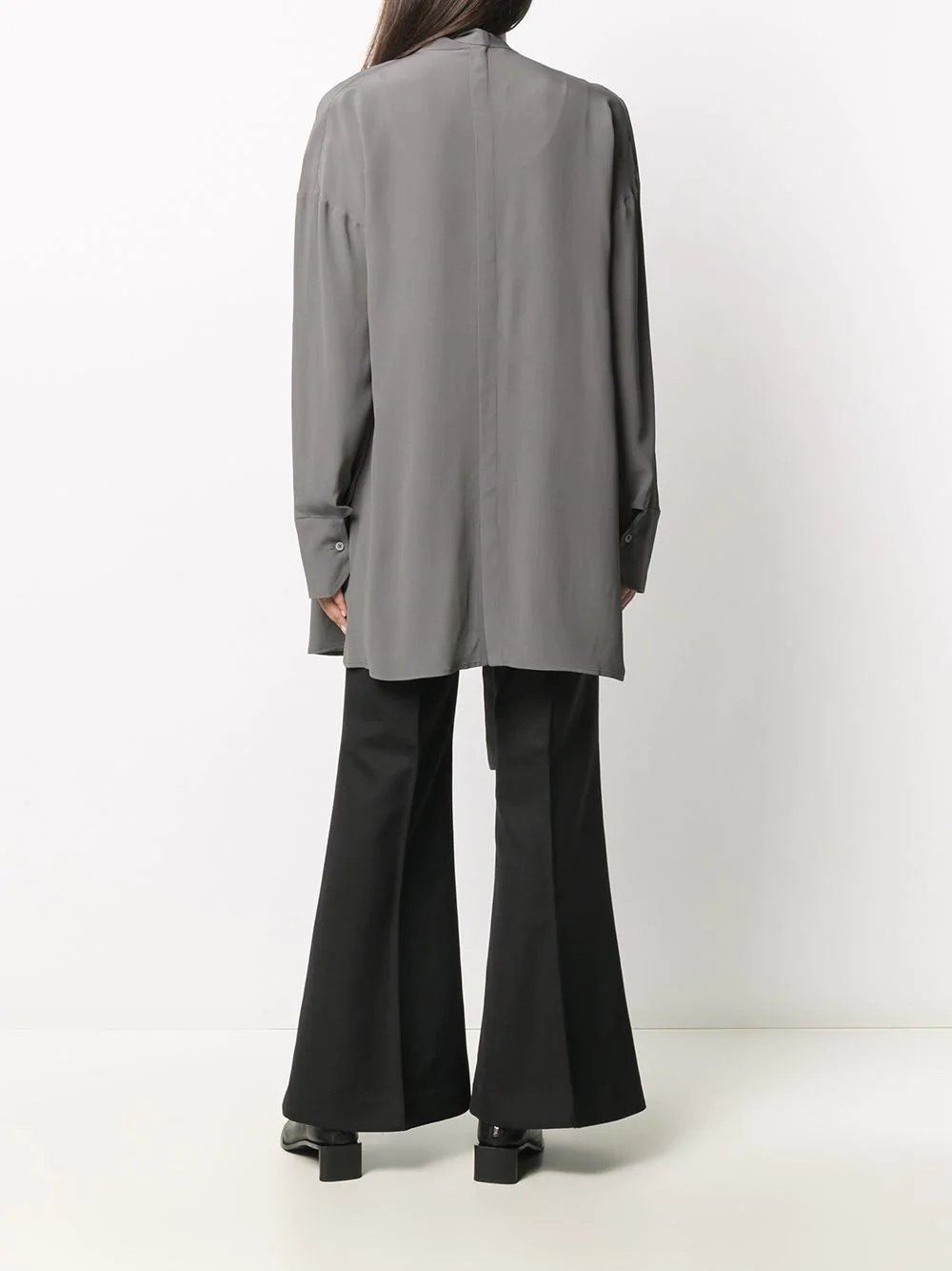 draped tie buttoned blouse - 4