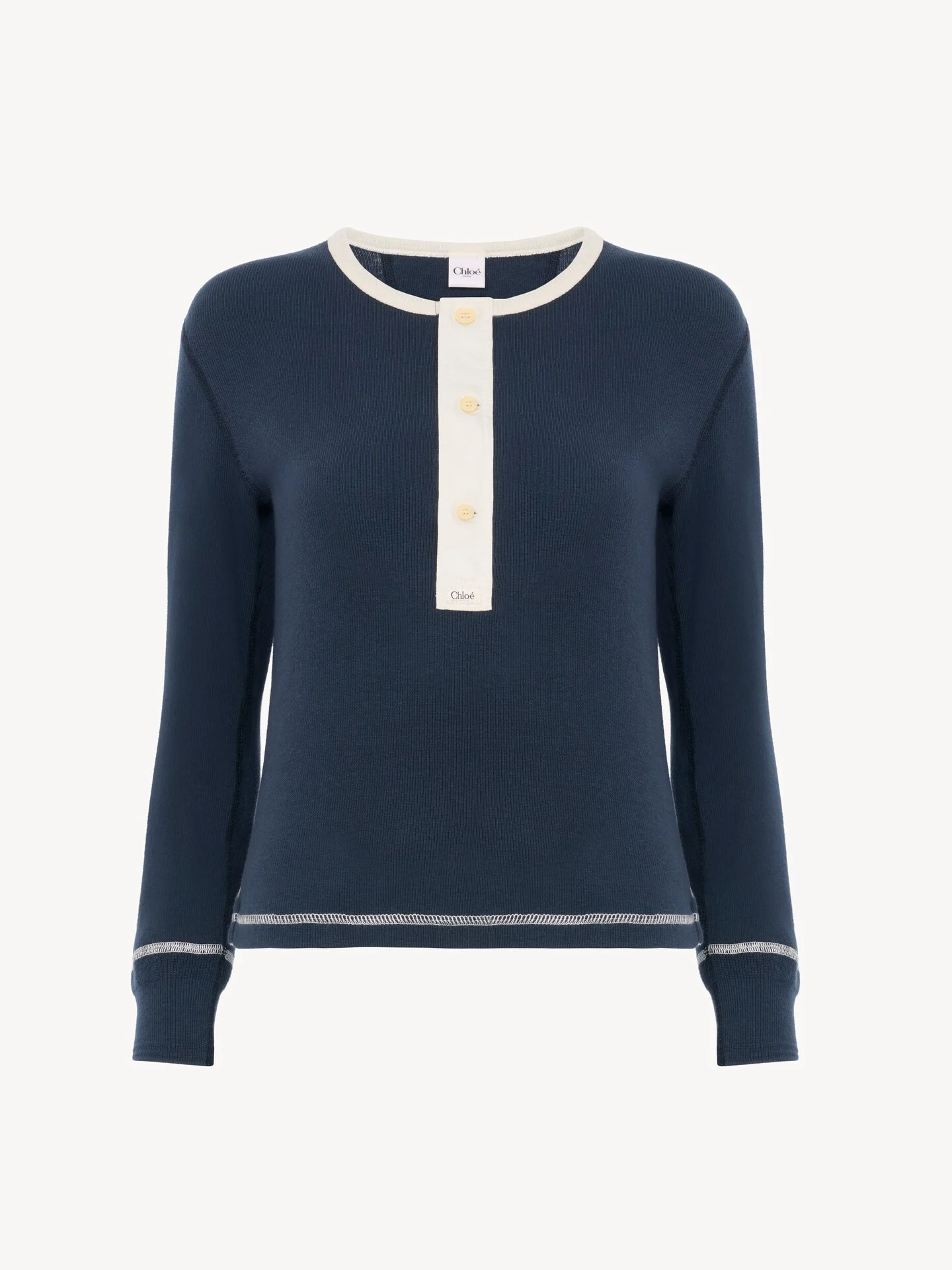 FITTED HENLEY SHIRT IN COTTON JERSEY - 1