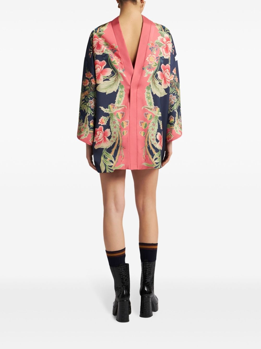 floral-print twill silk dress - 3