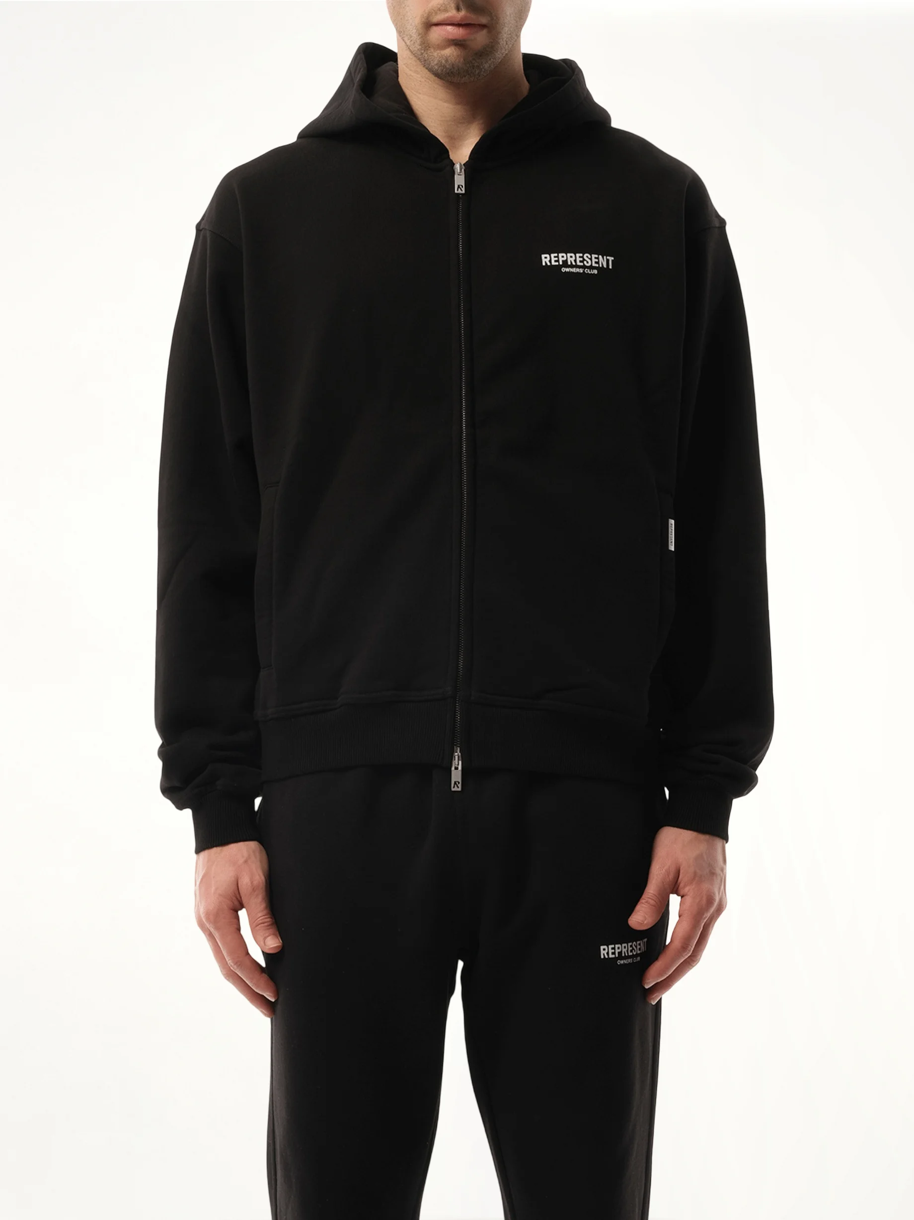 Represent Owners Club Zip Hoodie in Black - 1
