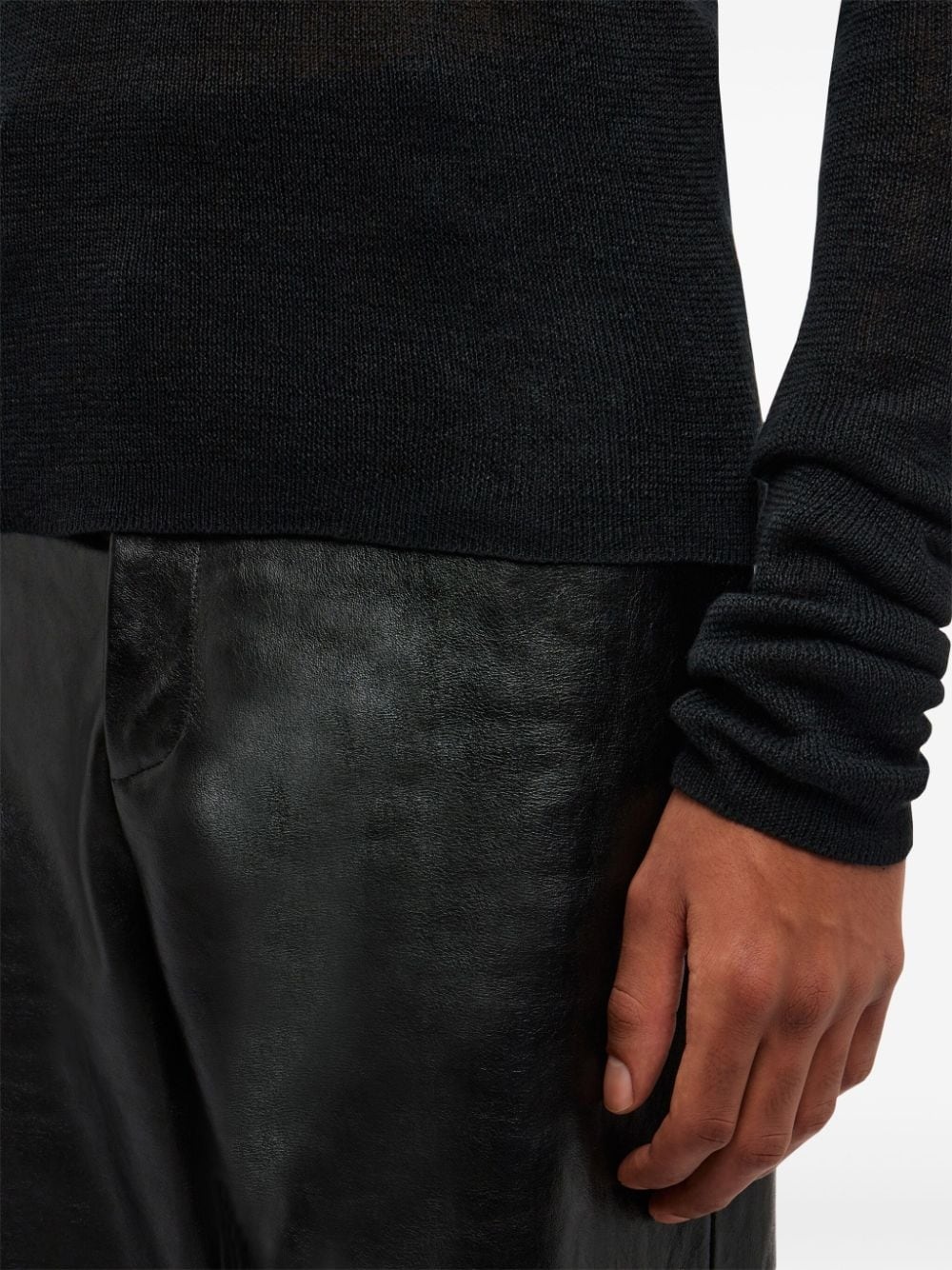 ribbed-knit linen jumper - 6