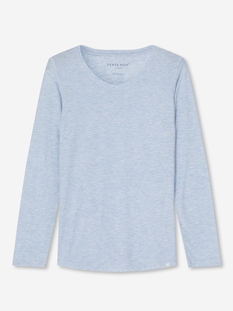 Women's Long Sleeve T-Shirt Ethan Micro Modal Stretch Blue Heather - 1