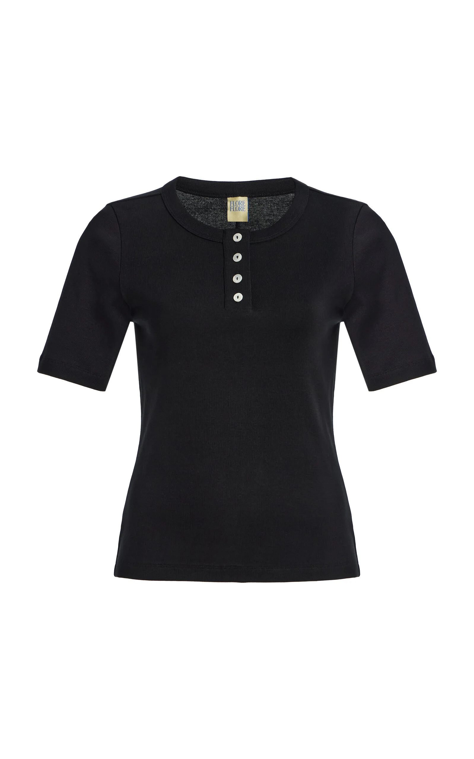 Jess Cotton Henley T-Shirt black - 1