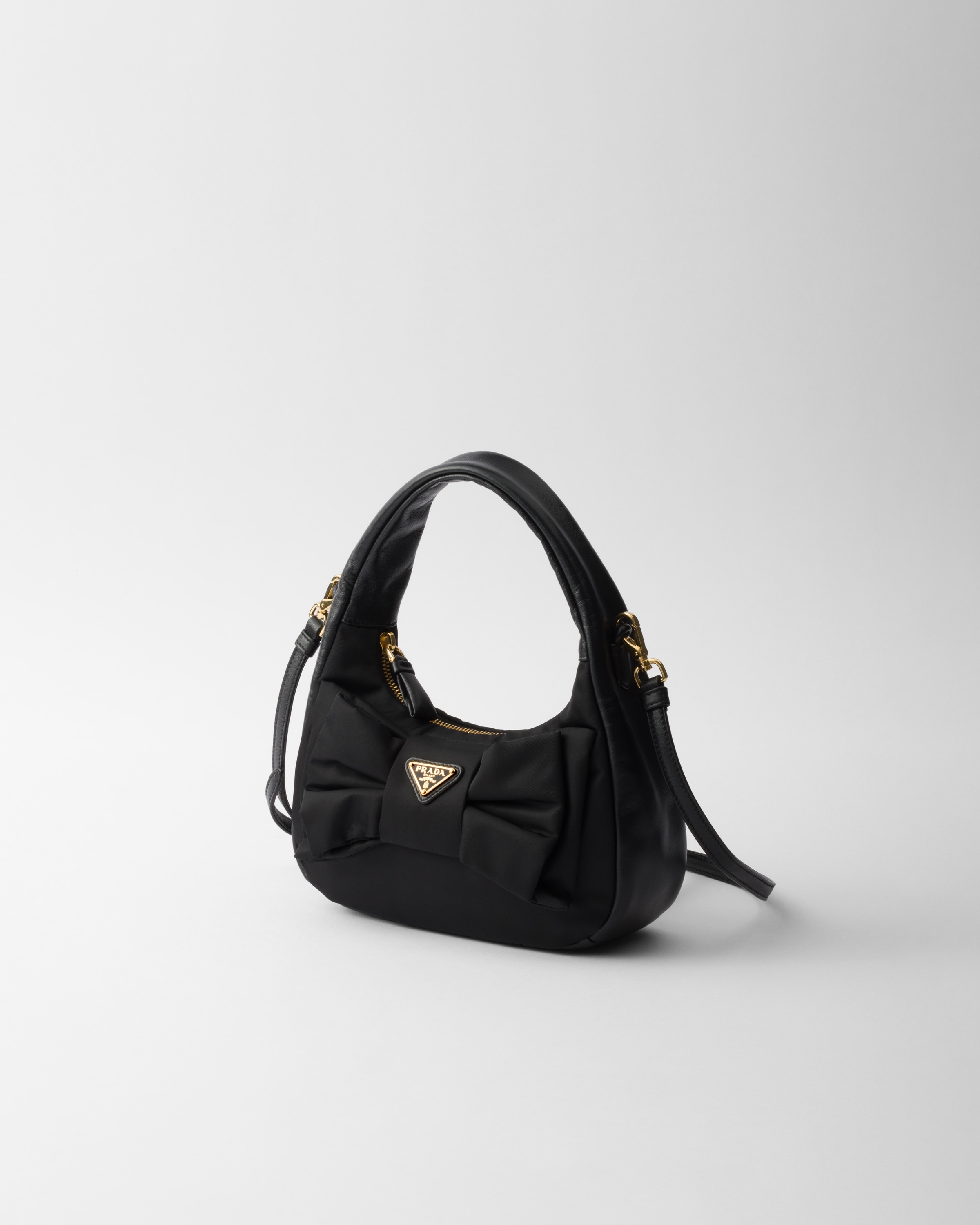 Re-Nylon and nappa leather mini-bag with bow - 2