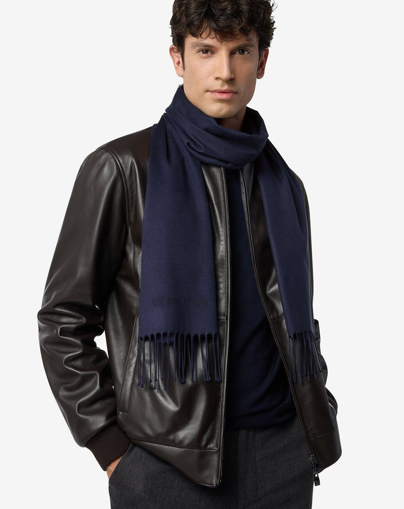 CORNELIANI Blue pure silk scarf outlook