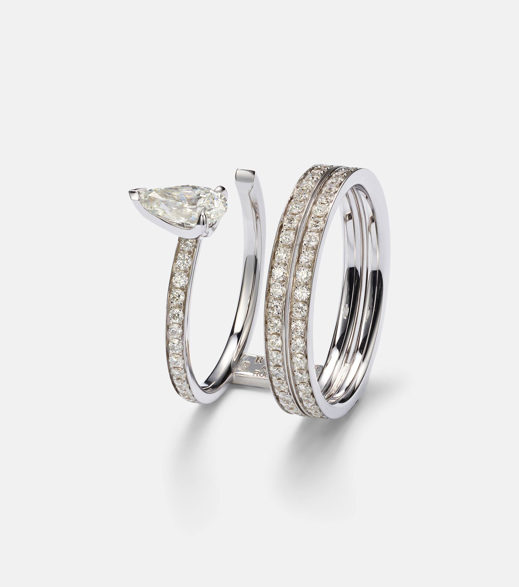 Serti Sur Vide 18kt white gold ring with diamonds - 4