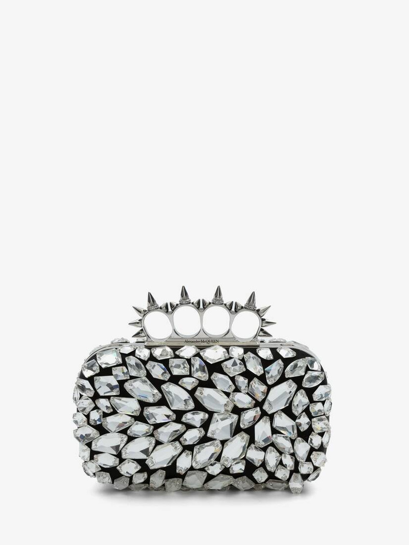 Women's Skull Four Ring Clutch in Black 1
