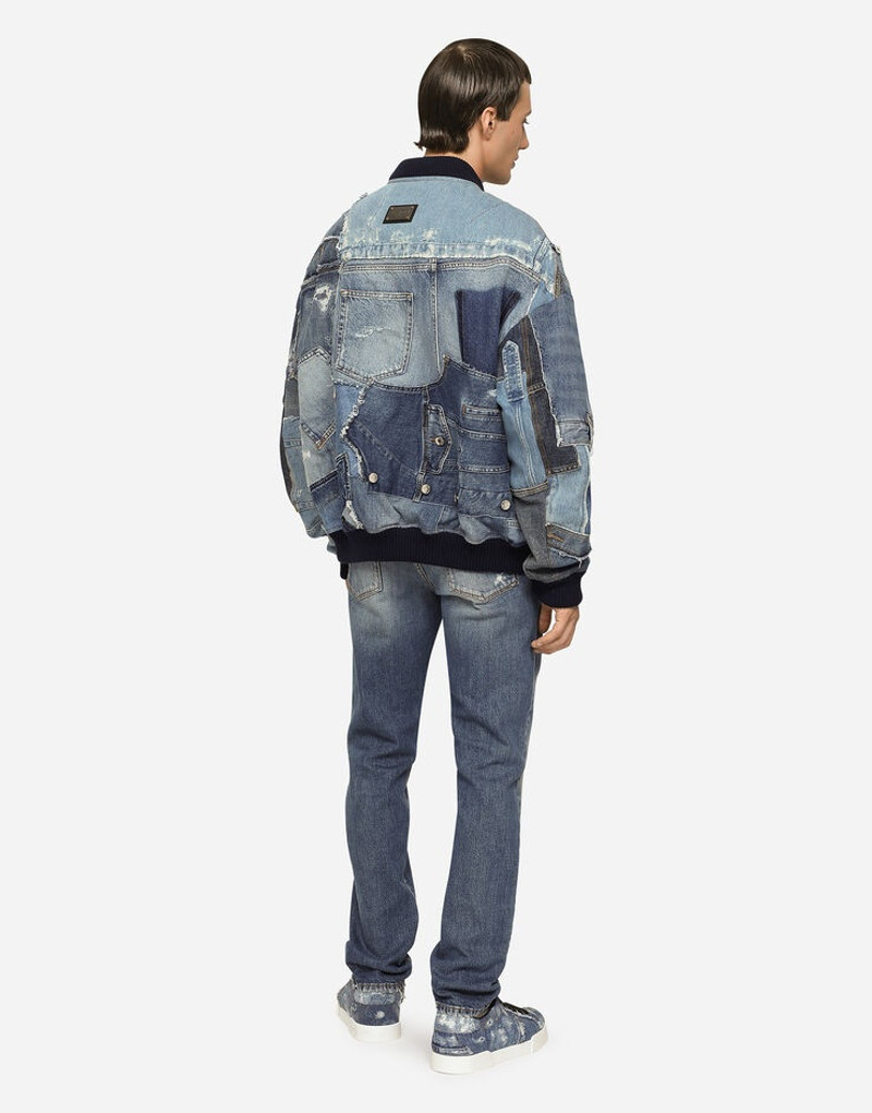 Light blue slim-fit stretch jeans with abrasions 4