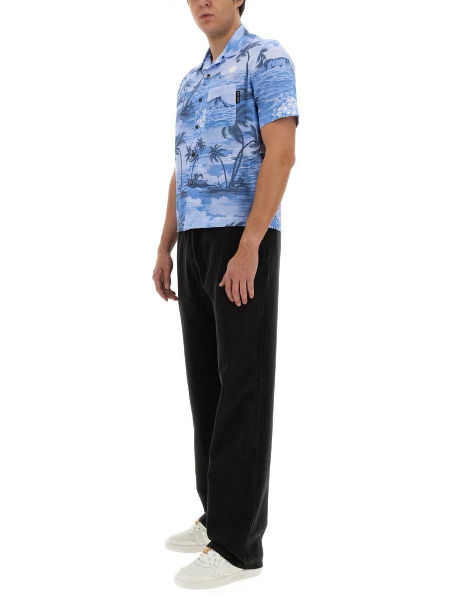 BOWLING SHIRT WITH TROPICAL SUNSET PRINT - 2