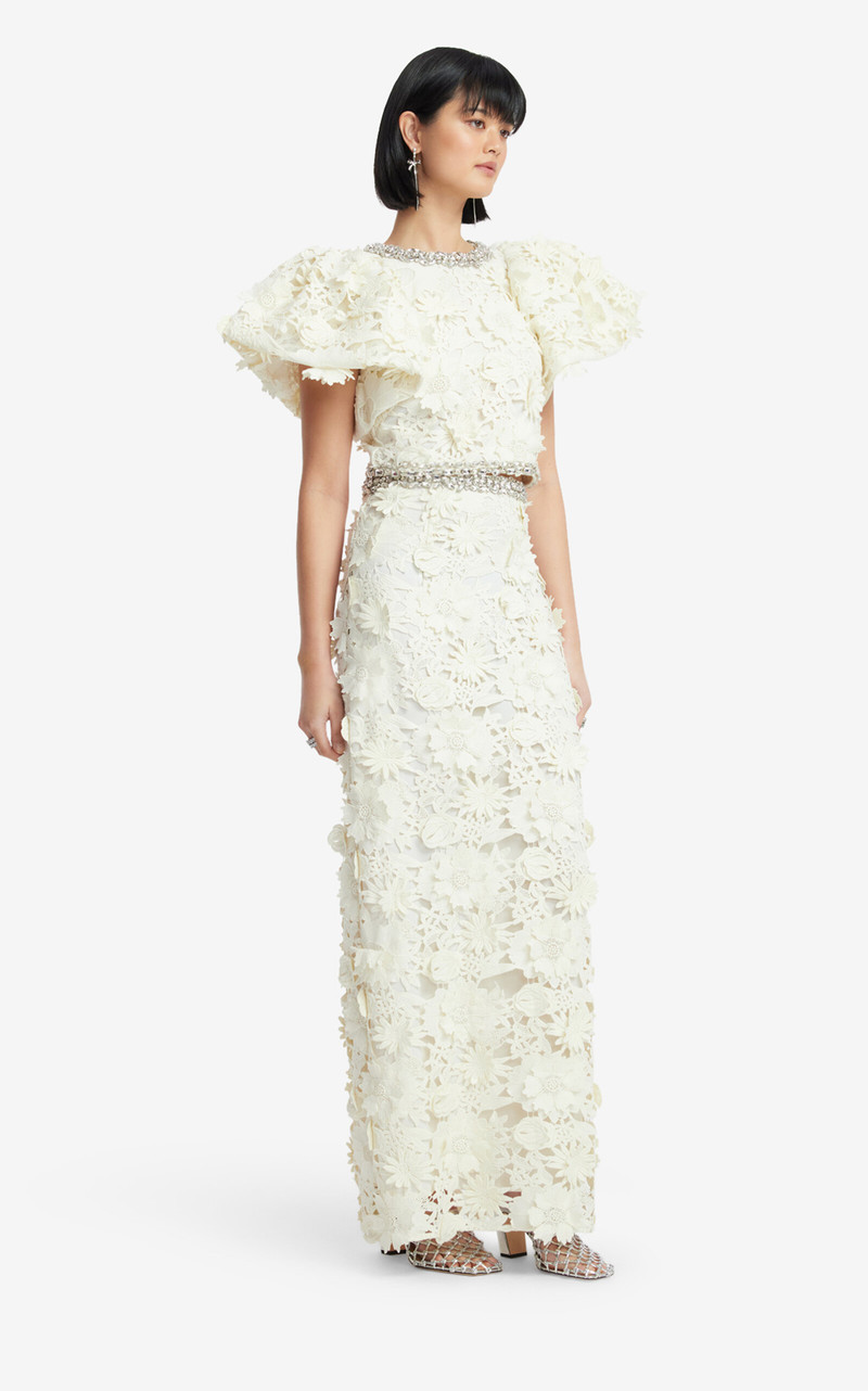 Kyra Embellished Lace Maxi Skirt white 4