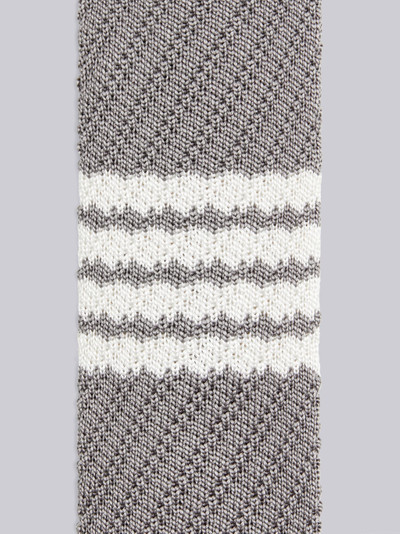 Thom Browne Light Grey Silk Knit 4-Bar Tie outlook