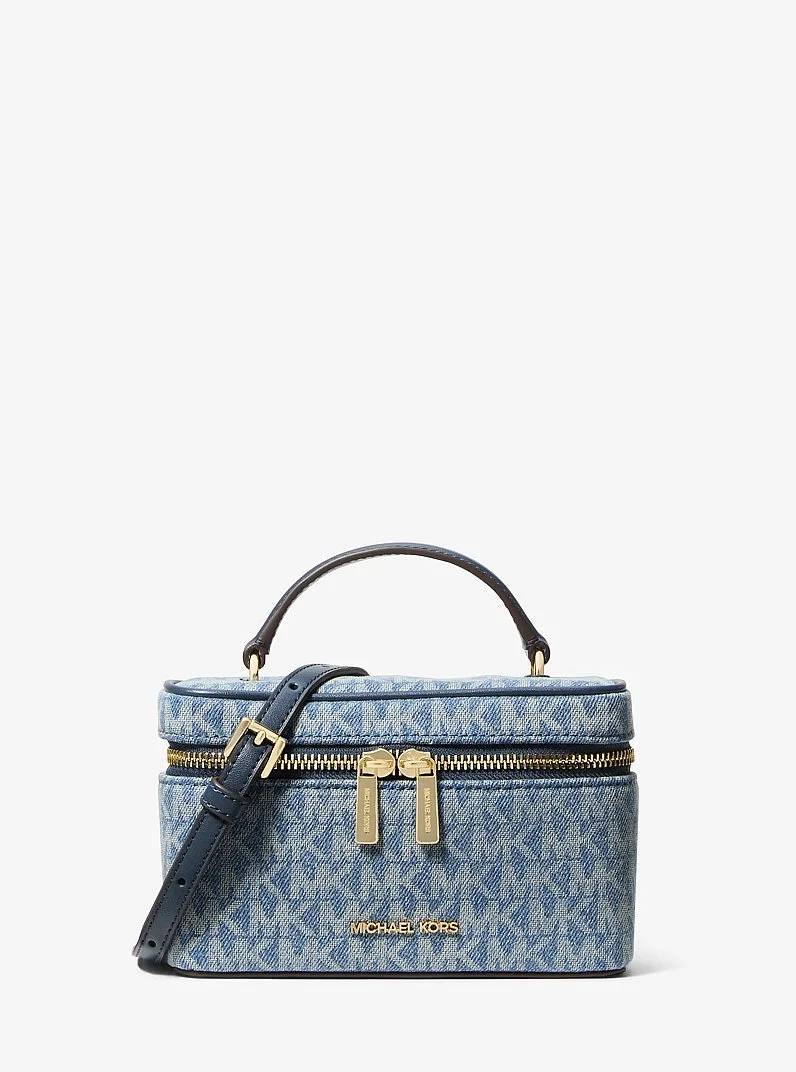 Vivi Small Signature Logo Print Denim Vanity Crossbody Bag - 1