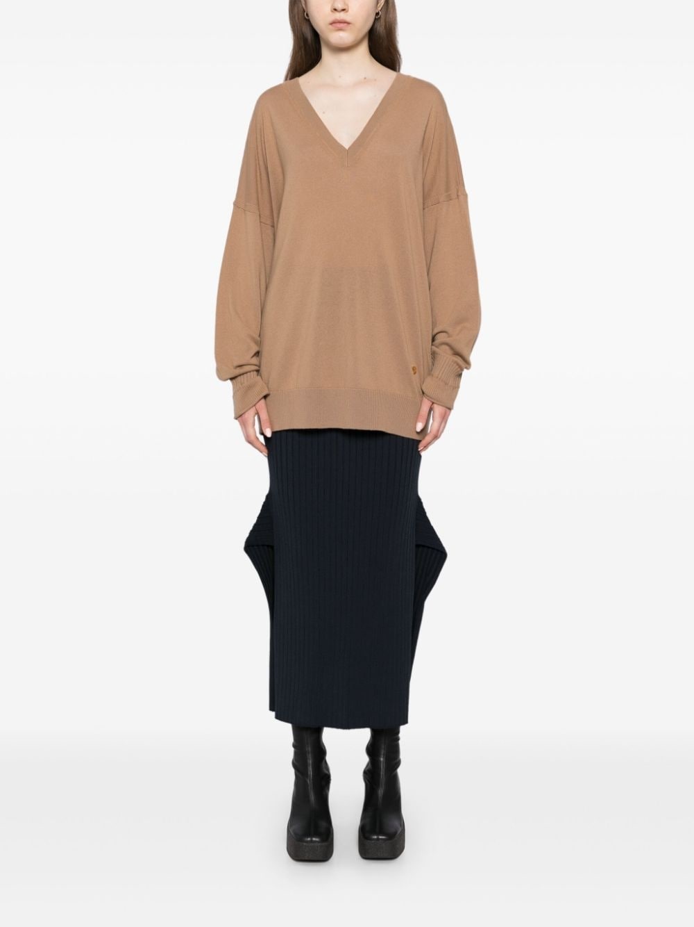 v-neck long sleeve jumper - 2