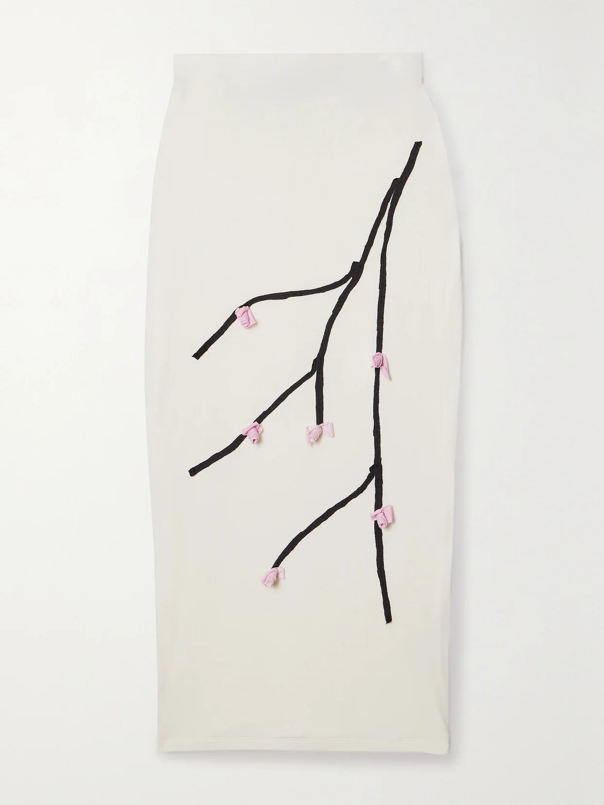 Appliquéd Stretch-micro Modal Jersey Midi Skirt - 1