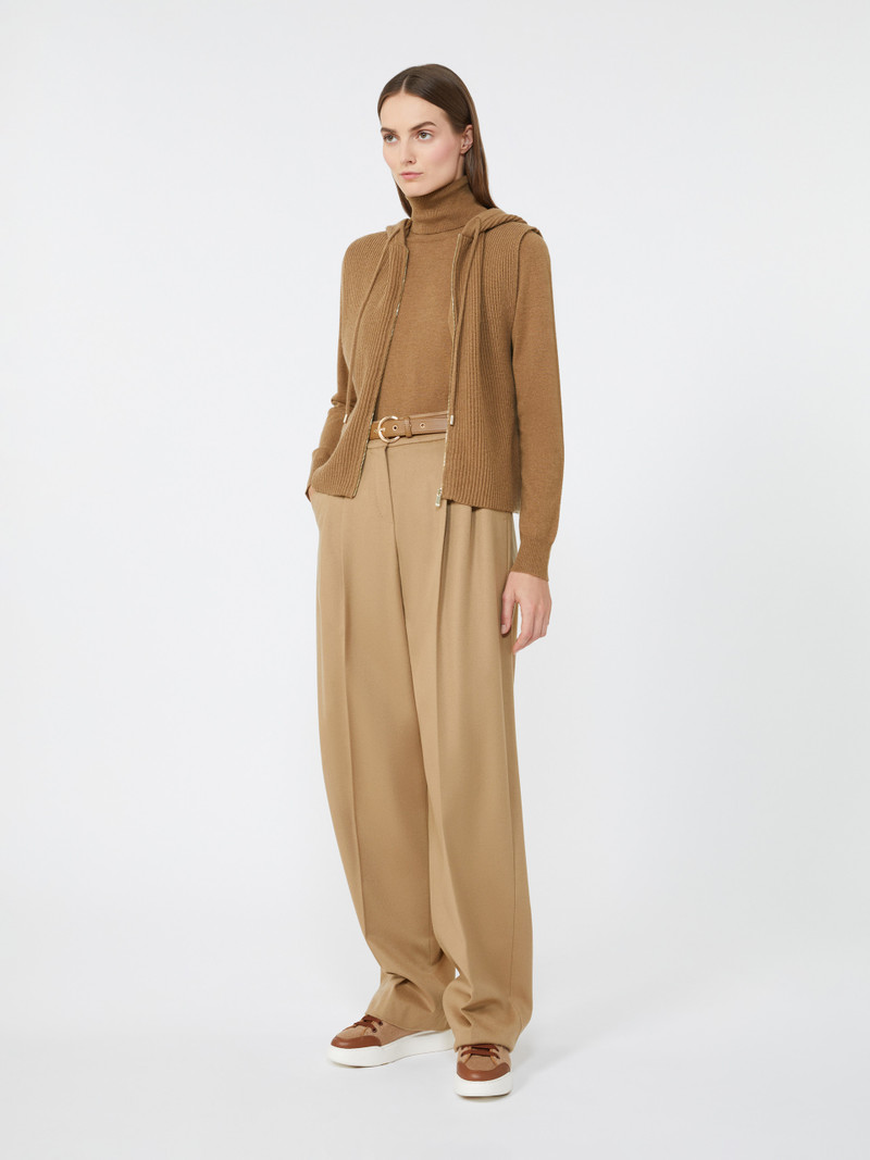 Max Mara MESCAL Wool and cashmere hooded gilet outlook