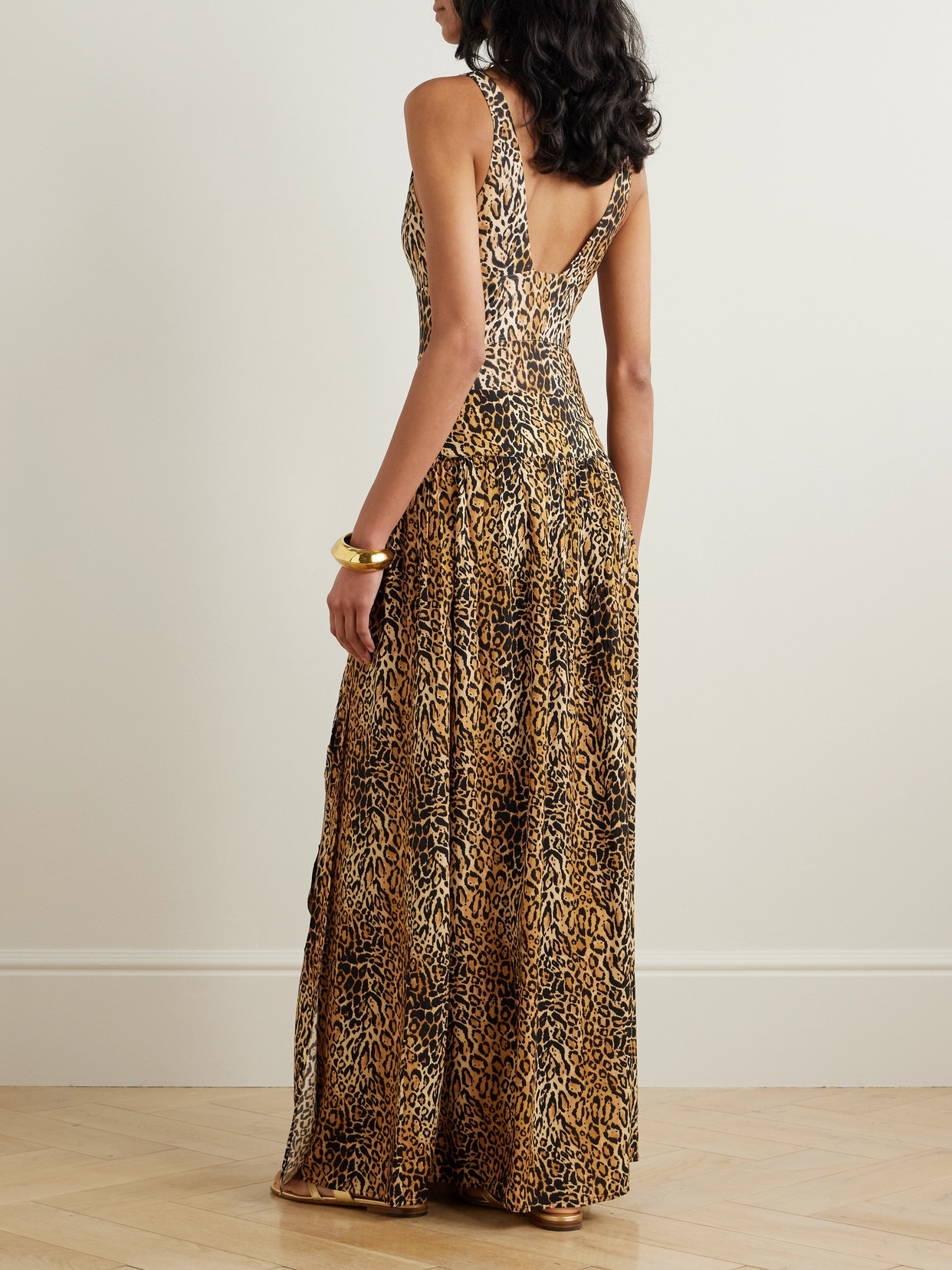 Elsa Belted Leopard-print Jersey Maxi Wrap Skirt - 3