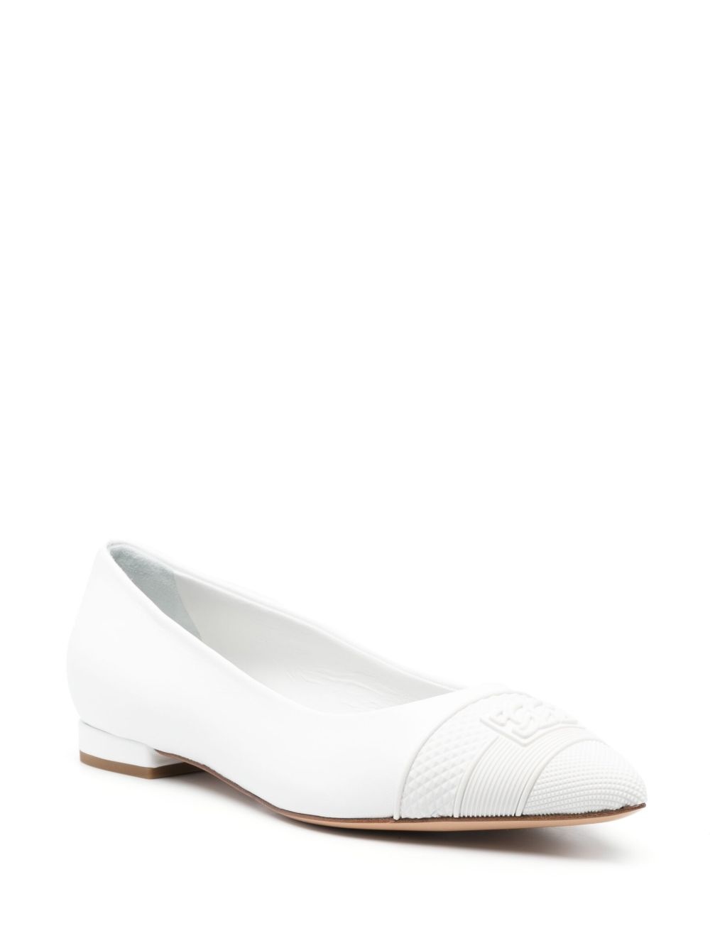 embossed-logo 15mm leather ballerinas - 2
