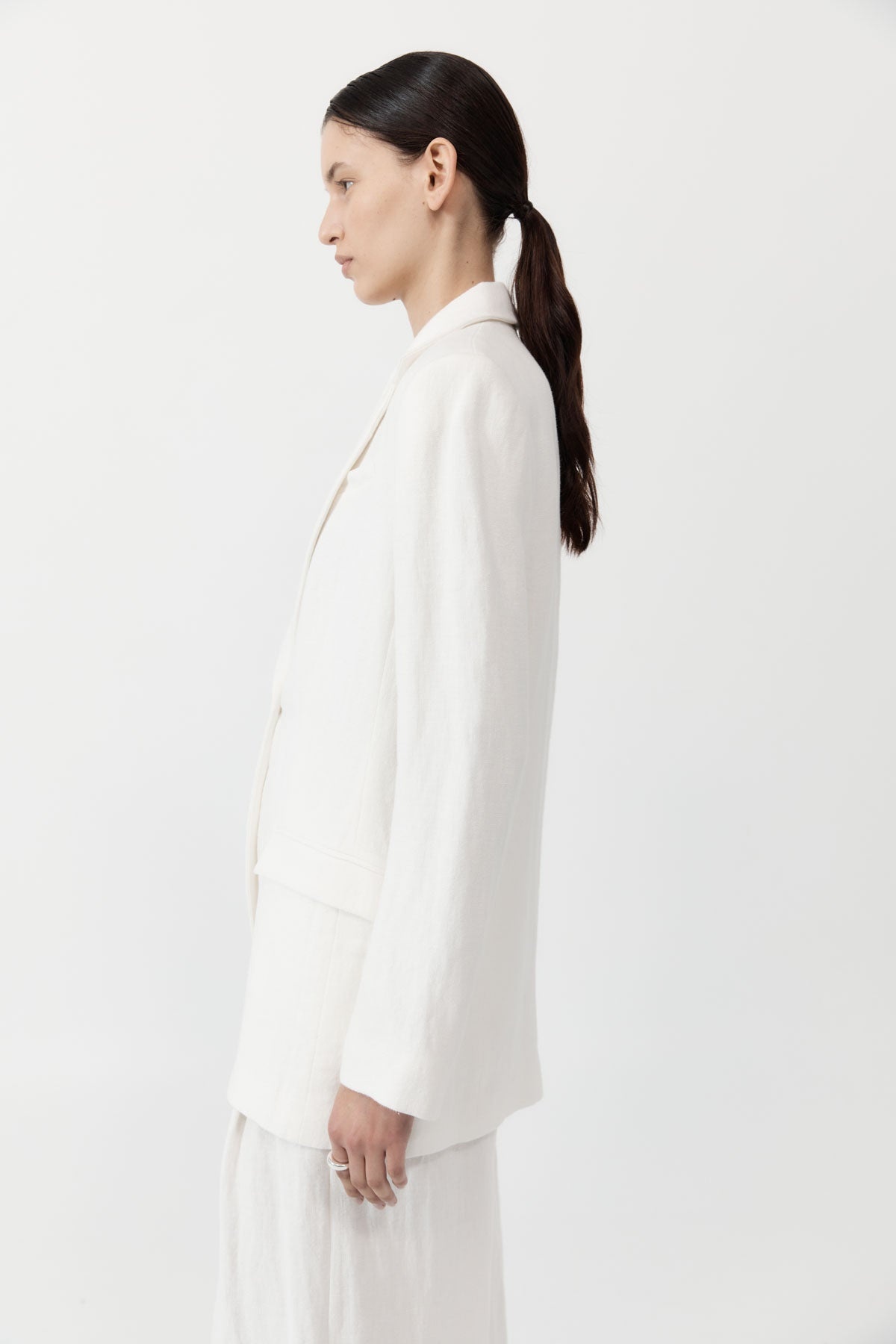 Tailored Linen Blazer - Ivory - 4
