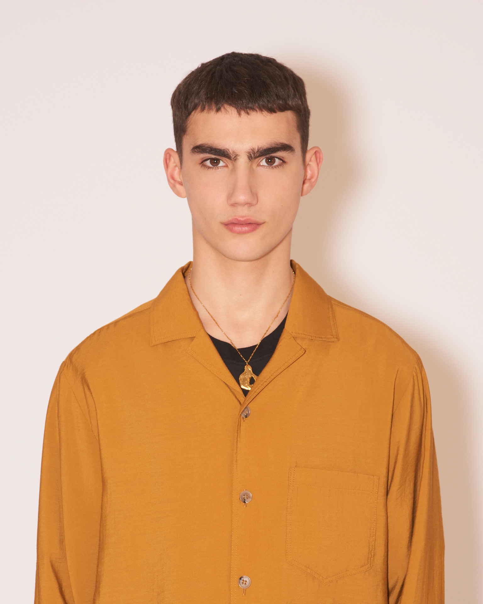 MENO - Pongee long-sleeve shirt - Caramel - 5