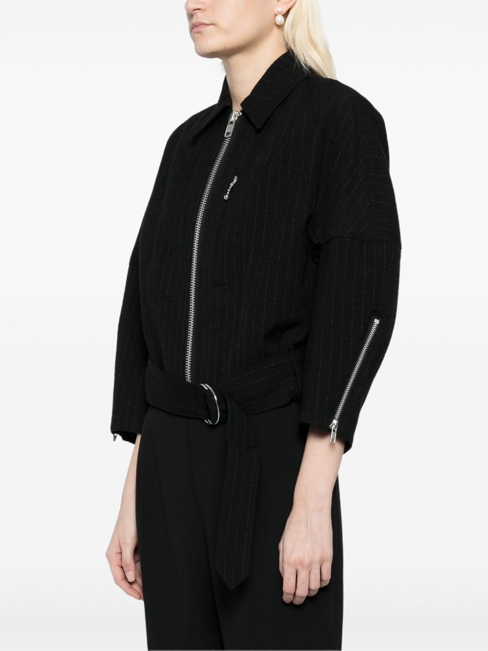 striped zip-up jacket - 3